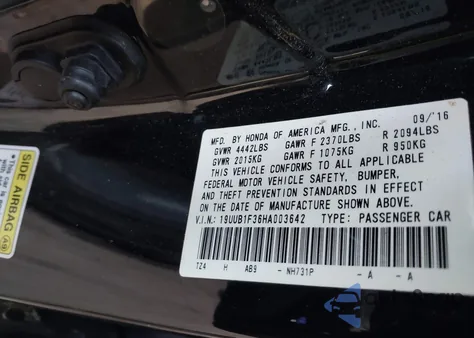 2017 Acura Tlx z USA, uszkodzony, nr VIN 19UUB1F36HA003642